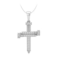 Round Cut Moissanite Religious Jesus Nail Cross Pendant For Men & Women (5/8 TCW)