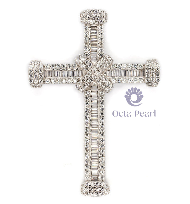 Silver Moissanite Cross Pendant