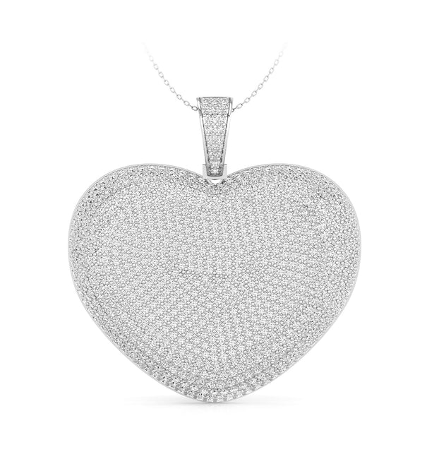 Sparkling Round Moissanite Micro Pave Set Puffed Heart Hip-Hop Pendant For Men & Women