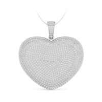 Round Moissanite Micro Pave Set Puffed Heart Hip-Hop Pendant