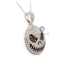 Iced Out Jack Skellington White & Black Round Cut CZ Stone Pave Set Hip-Hop Men’s Pendant Halloween Gift