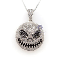 Iced Out Jack Skellington White & Black Round Cut CZ Stone Pave Set Hip-Hop Men’s Pendant Halloween Gift