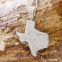 Men Or Women's Round Moissanite Texas State Map Hip Hop Pendant