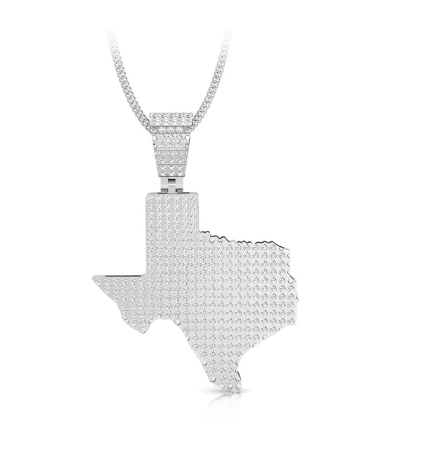 Men Or Women's Round Moissanite Texas State Map Hip Hop Pendant (1 1/2 TCW)