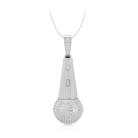 Round Cut Moissanite Hip Hop Microphone Music Mic Pendant