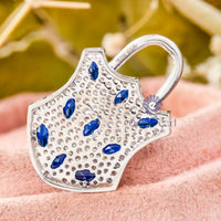 Sapphire Marquise & Round Cut CZ Stone PAD LOCK Vintage Handmade Pendant