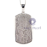 Round Cut Moissanite Pave Set Dog Tag Pendant For Men & Women