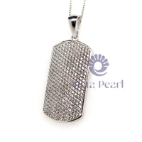 Round Cut Moissanite Pave Set Dog Tag Pendant For Men & Women