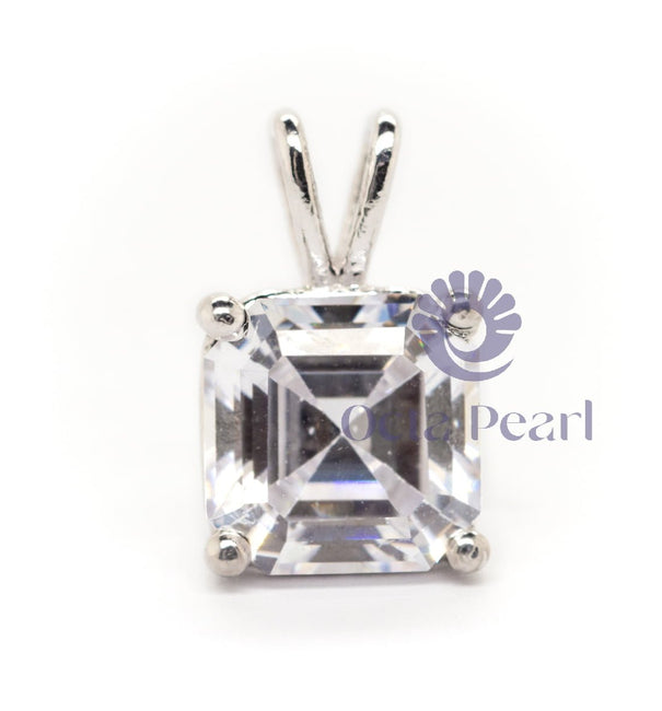 Asscher Cut Moissanite Classic Daily Wear Solitaire Pendant For Girl & Women