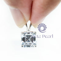 Asscher Cut Moissanite Classic Daily Wear Solitaire Pendant For Girl & Women