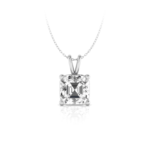 Asscher Cut Moissanite Classic Daily Wear Solitaire Pendant For Girl & Women