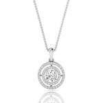 Round Cut Moissanite Double Halo Fashionable Pendant For Women-Girl ( 3/4 TCW )