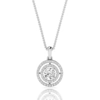 Round Cut Moissanite Double Halo Fashionable Pendant For Women-Girl ( 3/4 TCW )