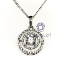 Round Cut Moissanite Double Halo Fashionable Pendant For Women-Girl