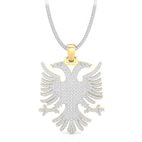 Men's Round Cut Moissanite Fully Pave Set Antique Albanian Two Headed Eagle Pendant