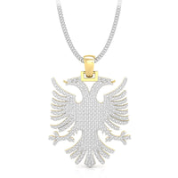 Men's Round Cut Moissanite Fully Pave Set Antique Albanian Two Headed Eagle Pendant