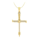 Faith Based Religious Round Cut Moissanite Nail Cross Pendant For Men & Women (1/5 TCW)