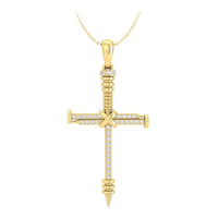 Faith Based Religious Round Cut Moissanite Nail Cross Pendant For Men & Women (1/5 TCW)