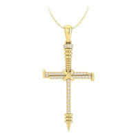 Faith Based Religious Round Cut Moissanite Nail Cross Pendant For Men & Women