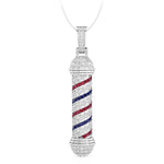 Sapphire & Round Cut CZ Stone Barber Pole Pendant