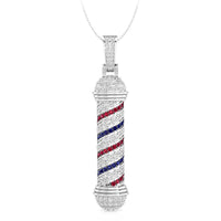 Sapphire & Round Cut CZ Stone Barber Pole Pendant