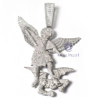 St Michael The Archangel With Micro Pave Set Cubic Zirconia Hip Hop 3D Pendant For Men