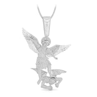 St Michael The Archangel Cubic Zirconia Hip Hop 3D Pendant For Men