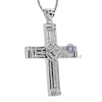 Sparkling Channel Set Princess Cut CZ Stone Cross Religious Handmade Pendant For Christmas Gift