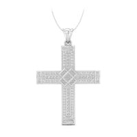 Sparkling Channel Set Princess Cut CZ Stone Cross Religious Handmade Pendant For Christmas Gift