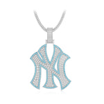 Blue NY Yankees 10k white gold pendant