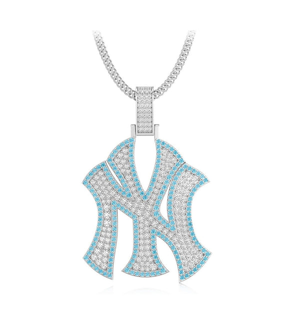 Blue NY Yankees 10k white gold pendant