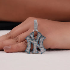 Blue NY Yankees 10k white gold pendant - alternate view