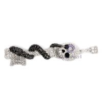 Skeleton Key With Pink Marquise Eye Set Wrapped Snake White & Black CZ Stone Hip-Hop Pendant In 925 Sterling Silver