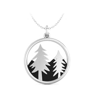 Nature Inspire Daily Wear "MOUNTAIN TREE" Mountain Forest Tree With Chain 925 Silver Pendant Necklace