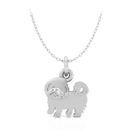 925 Sterling Silver Cute Maltese Dog Charm Pendant Necklace For Animal Lover & Kids