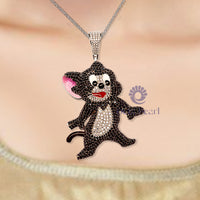 Black & White Round CZ Stone Jerry Cartoon Mouse Hip Hop Pendant For Birthday Gift