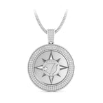 14K White Gold Round Moissanite Hip Hop Pendant