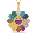 Multi Color Flower Pendant In Silver