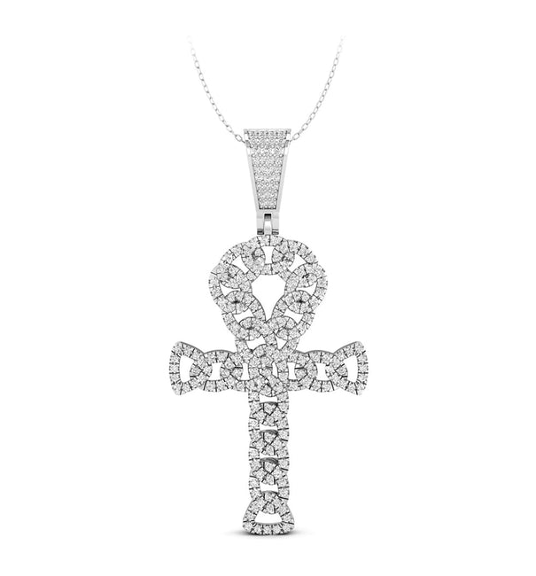 Religious Round Cut Moissanite Men's Cuban Link Cross Pendant For Any Occasion