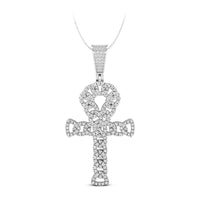 Religious Round Cut Moissanite Men's Cuban Link Cross Pendant For Any Occasion