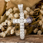 Round Cut Moissanite Tension Setting Christian Cross Pendant For Men & Women