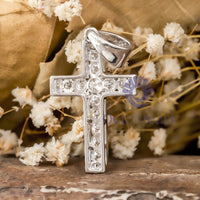 Round Cut Moissanite Tension Setting Christian Cross Pendant For Men & Women