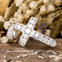 Round Cut Moissanite Tension Setting Christian Cross Pendant For Men & Women