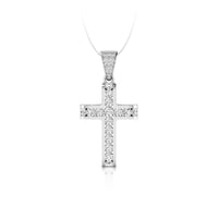 Round Cut Moissanite Tension Setting Christian Cross Pendant For Men & Women (1 6/7 TCW )