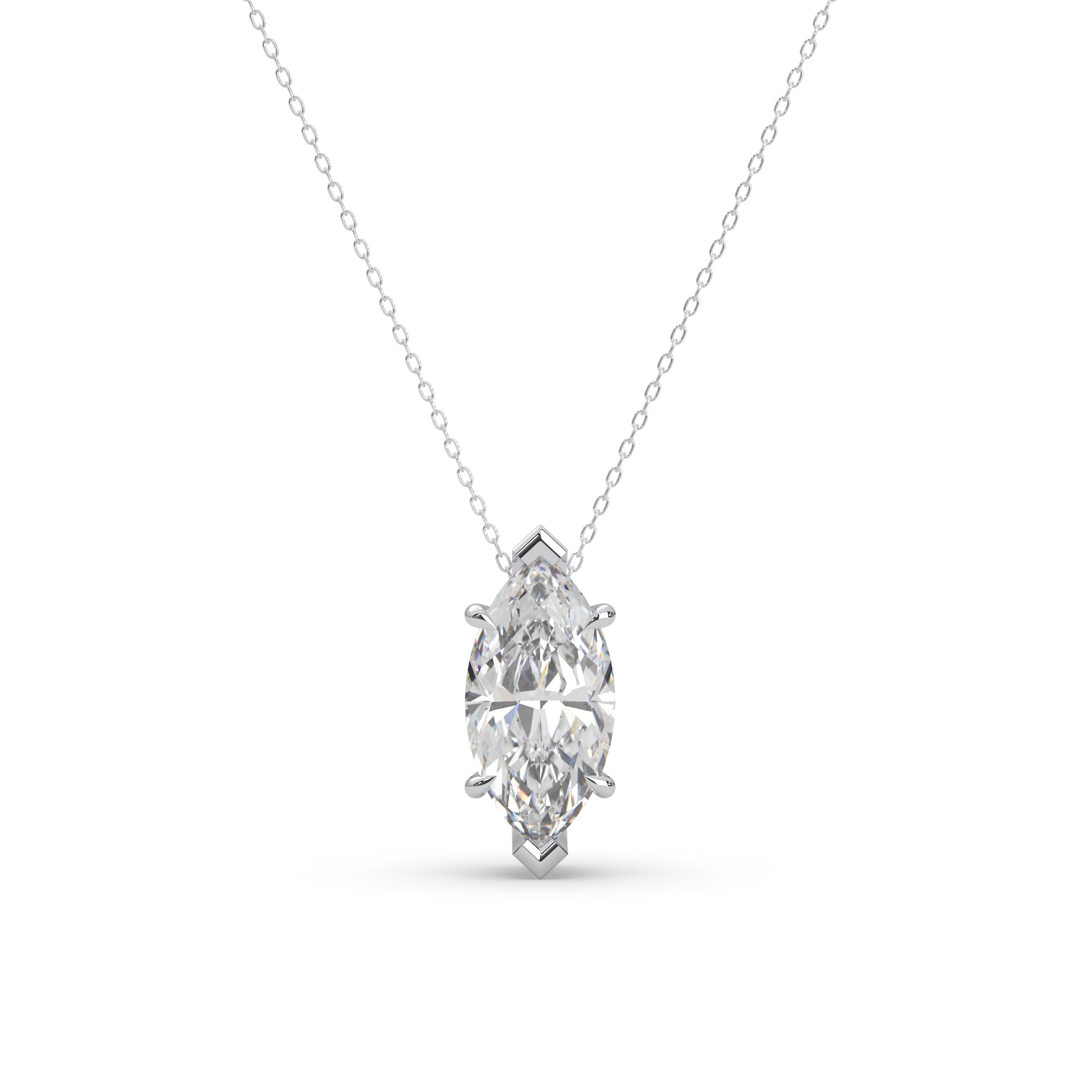 Marquise Cut Moissanite Solitaire Pendant Necklace