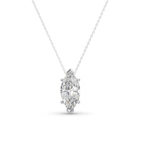Diamond necklace with a marquise-, Marquise Cut Moissanite Solitaire Pendant Necklaceshaped pendant on a white background