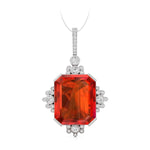 Large Orange Emerald With Round Cut CZ Stone Bezel Set Gemstone 925 Silver Pendant For Women