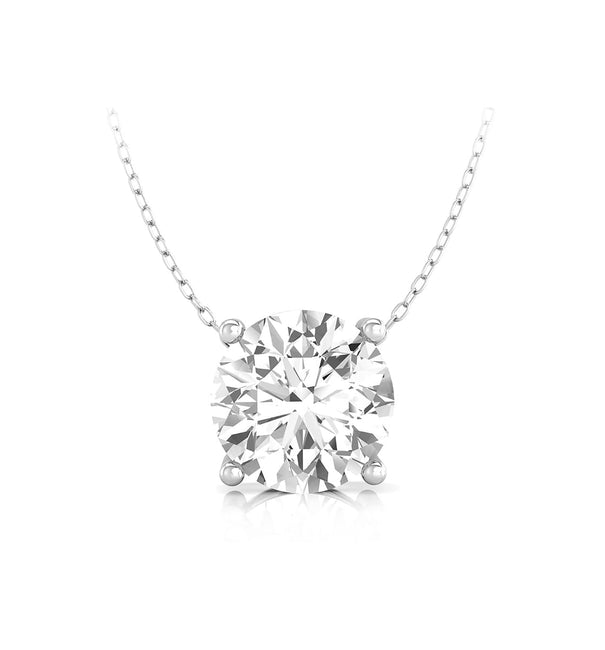 Round Cut Moissanite Solitaire Minimalist Daily Wear Women's 925 Silver With Chain Pendant Necklace