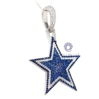 White & Blue Sapphire Round Cut CZ Stone Unique Star Classic Pendant For Unisex