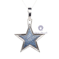 White & Blue Sapphire Round Cut CZ Stone Unique Star Classic Pendant For Unisex